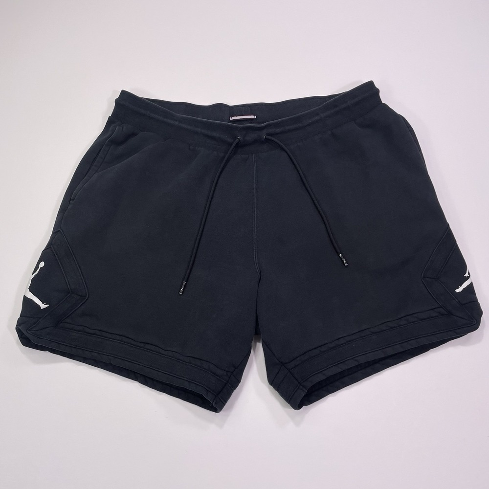 Nike Air Jordan Flight Fleece Diamond Logo Shorts Black Mens XXL 7" Inseam